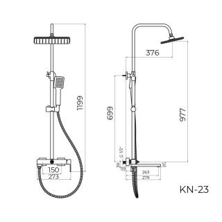 Душевая система Knotlor KN-23, хром